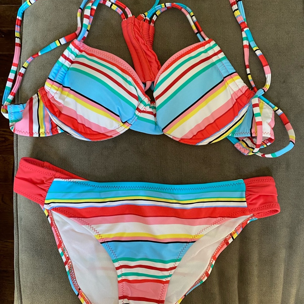 Striped, Double-Strapped Bikini